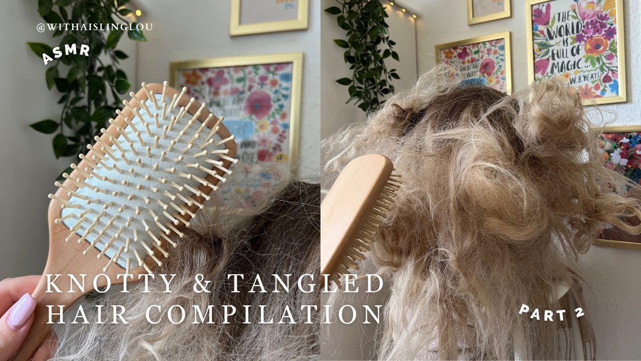 ASMR Hair | Knotty & Tangled Brushing Compilation Part 2 | Crunchy Sounds| No Talking| Wig 🤎