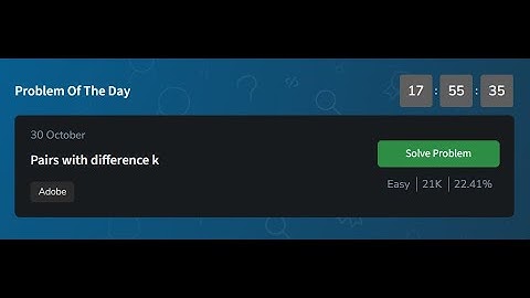Pairs with difference k | GeeksforGeeks POTD 30 October 2024 | POTD Solution | #geeksforgeeks