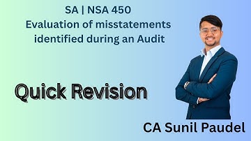 SA | NSA 450 Evaluation of misstatements identified during an Audit