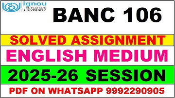 BANC 106 solved assignment 2025-26 in English || banc 106 solved assignment 2026 || banc106 2025-26