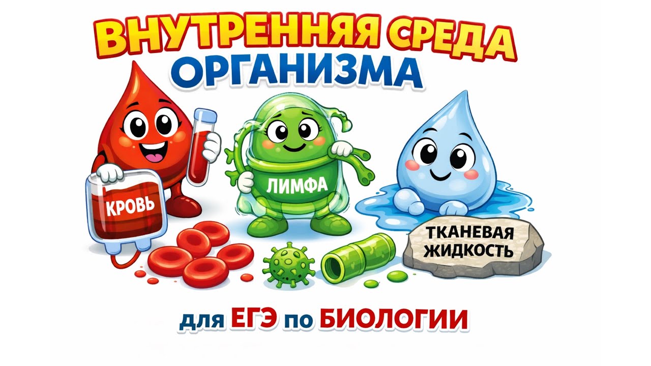 ВНУТРЕННЯЯ СРЕДА ОРГАНИЗМА (кровь, лимфа, тканевая жидкость) ДЛЯ ЕГЭ ПО БИОЛОГИИ