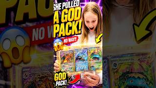 SHE JUST PULLED A GOD PACK!! 😱🔥 (INSANE LUCK) #shorts  #pokemoncards