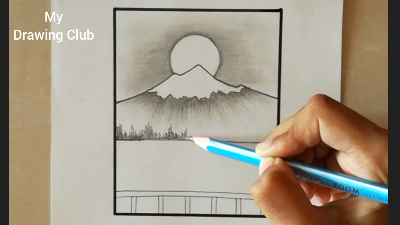 Pencil Drawing and Shading for Beginners|Easy Scenery Drawing Step ...