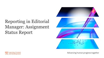 Reporting in Editorial Manager: Assignment Status Report