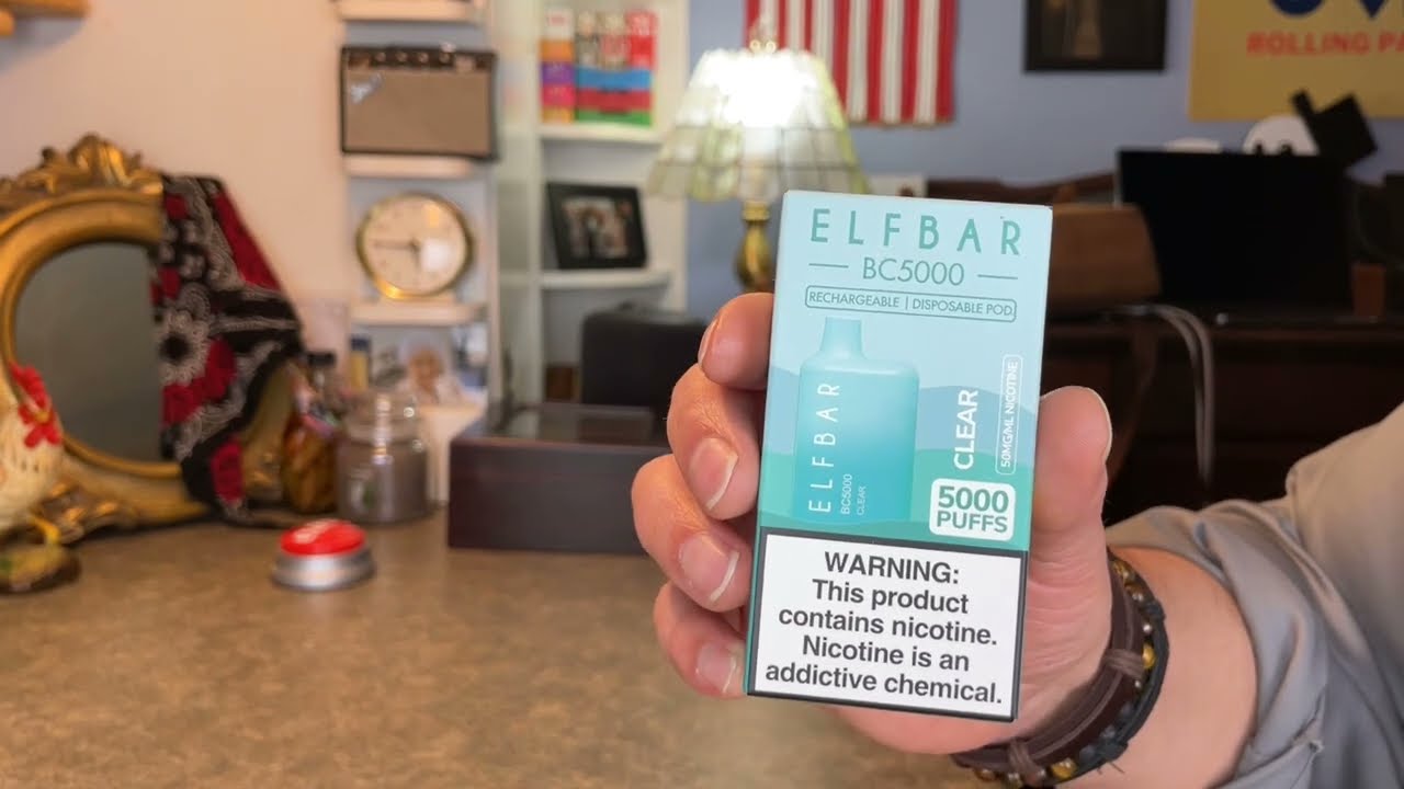 ELFBAR BC5000 RECHARGEABLE DISPOSABLE POD 5000 PUFF VAPE VAPING CLEAR 5% NIC HONEST REVIEW!