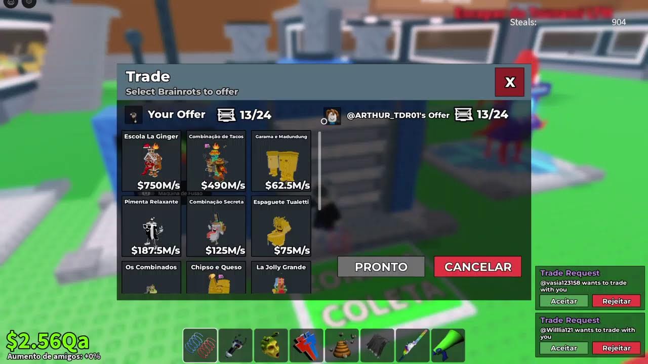 Trocando brainrots e talvez indo pvp