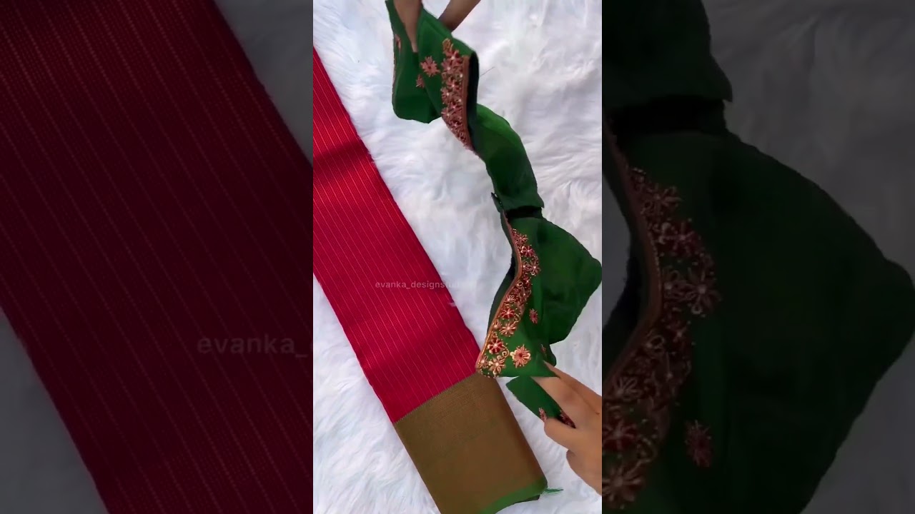 red & green ♥️ saree blouse design for wedding 💑 