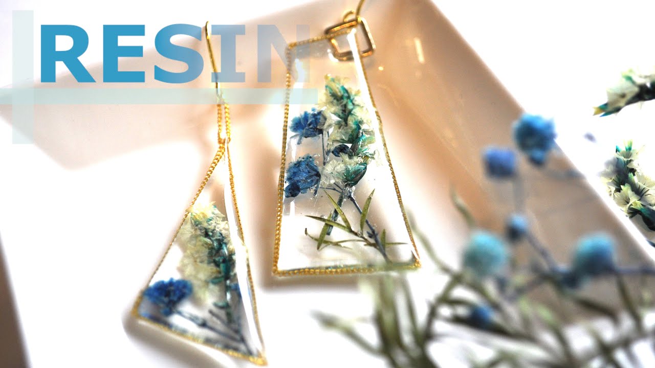 【レジン】モールドなし!空枠なし!ドリルも使わない失敗しらずのドライフラワーのピアス♪ without mold or open bezel | resin | accessory