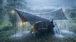 WORST EXPERIENCE OF BEING HIT BY A RAIN STORM AND THUNDERS ⛈️ Camping  Alone In Heavy Rain