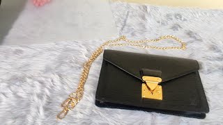 LOUIS VUITTON Dragonne Clutch Bag Epi Leather with chain