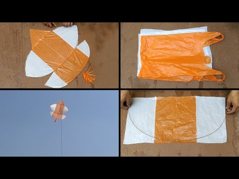 How to make Tukal kite (Patang) with plastic bag at home with flying test diy with polypropylene bag