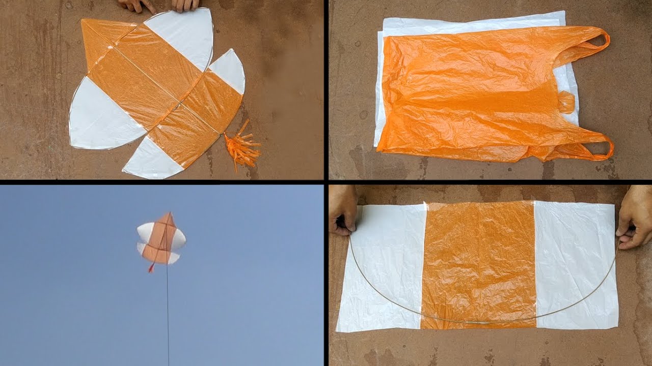 How to make Tukal kite (Patang) with plastic bag at home with flying test diy with polypropylene bag