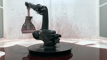 industrial robot continuously sweeps blood-like fluid in sun yuan + peng yu