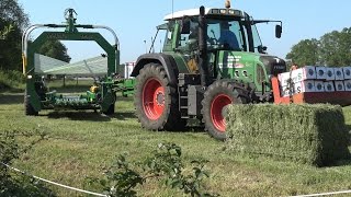 Fendt 718's aan het balen persen/wikkelen met New Holland BB940A & McHale 998 - Wetering Den Ham