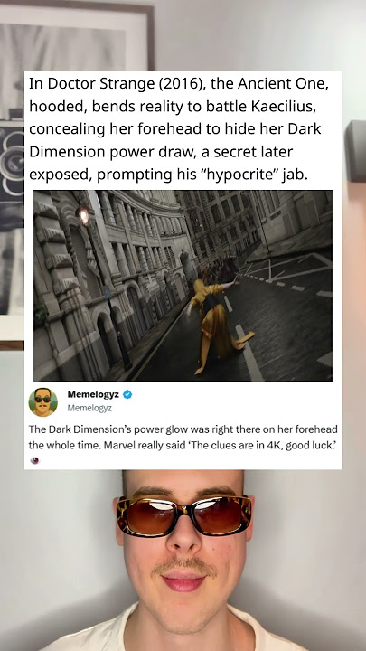 In Doctor Strange (2016), the Ancient One, hooded, bends reality to battle Kaecilius