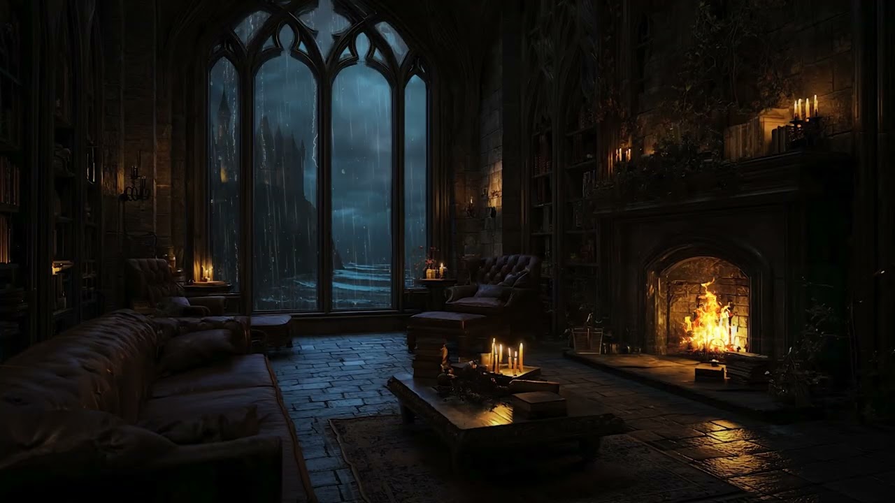 Victorian Castle at Night 🏰 Heavy Rain & Dark Ambience for Insomnia