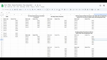 Excel - Google Sheets - Lọc, Trích xuất Nhân viên có Doanh thu cao nhất - Sort - Query - Filter
