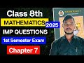 Class 8 Maths Most Important Question | First Semester Exam | sdtech6th7th8th | Chapter 7 