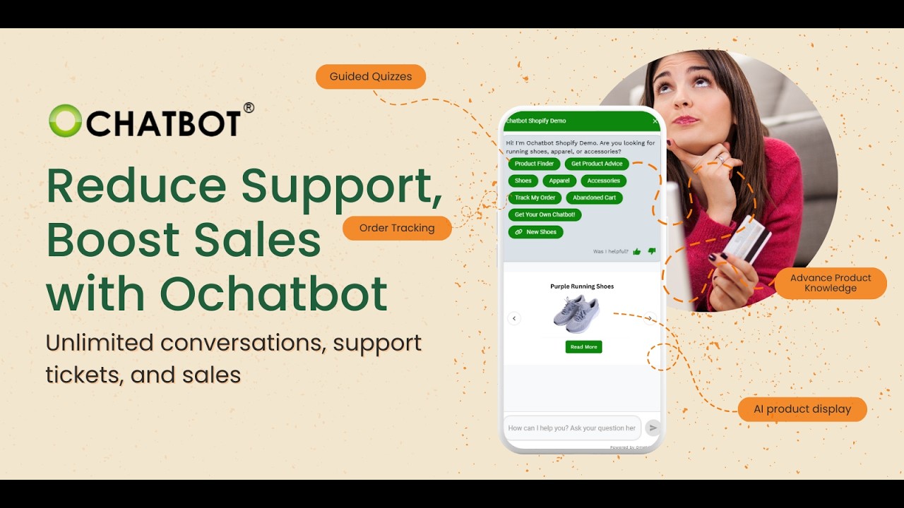 Ochatbot AI interface for WooCommerce stores showing conversation with shopper