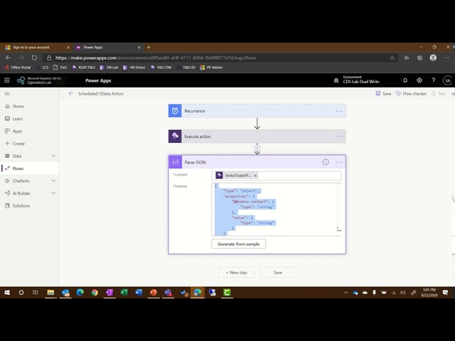 A demo on using Power Automate apps to Extend Dynamics 365 FinOps - Scheduled Flow with OData Action