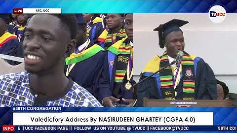 Acing 4.0 GPA: Nasirudeen Ghartey Delivers Powerful Valedictory Speech | UCC 58th Congregation