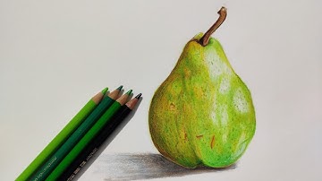 How to Draw a Pear || Using Colour Pencils ll Colour pencil drawing