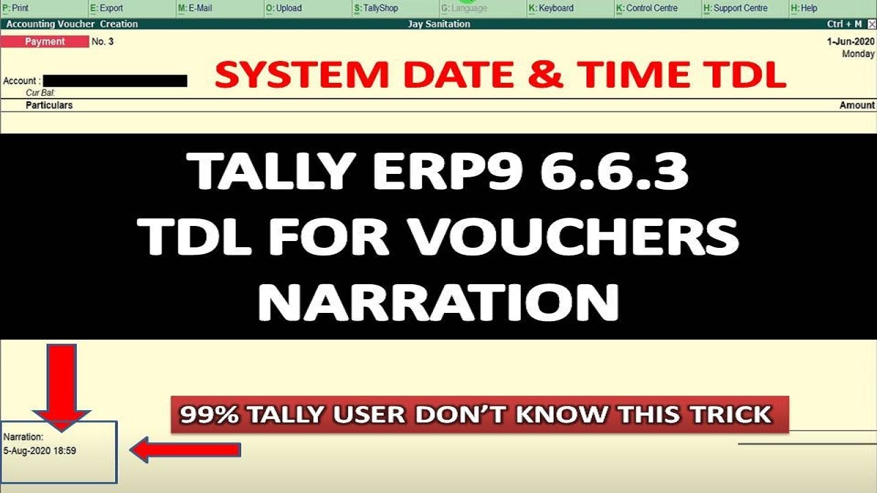 System Date And Time Tdl For Tally Narration Tally Tricks Date 