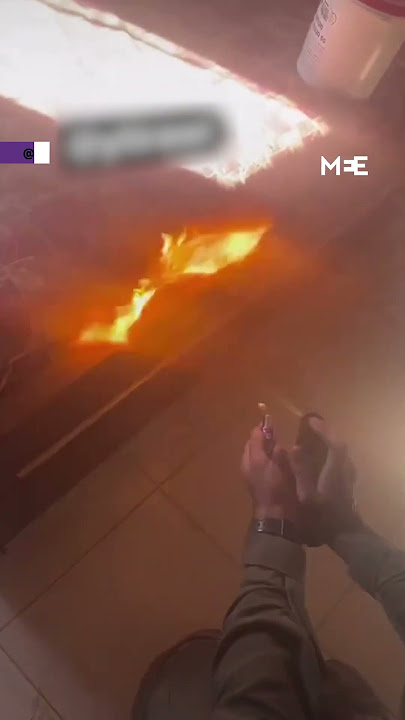 Israeli soldiers set fire to a Palestinian home in Rafah