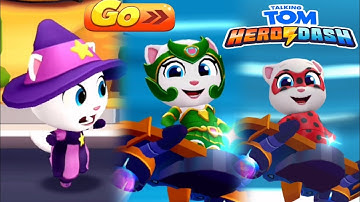 Talking Tom Hero Dash Gameplay Part 1- vs Talking Tom Gold Run unlock Amrait Angela vs Witch Angela 
