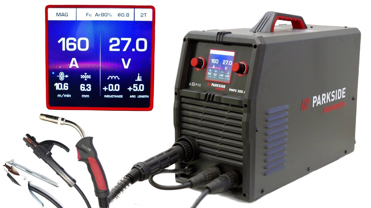 PARKSIDE Performance 6 in 1 Welding Machine PMPS 200 A1 (MAG, MIG P, MIG  DP, TIG, MMA & Cored Wire) - YouTube