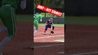 🥎 WHAT A READ! 1B STRIKES FAST ON BUNT! #softball #shorts