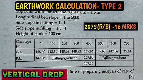 Numerical from "VERTICAL DROP" | ESTIMATE & COSTING -6TH SEM. | 16 MARKS NUMERICAL-2073