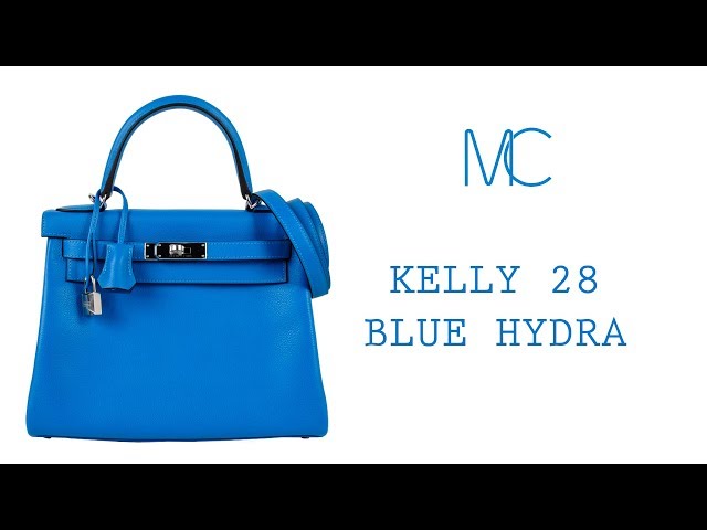 Hermes Kelly 28 Bag Vivid Blue Hydra Palladium Beauty Evercolor