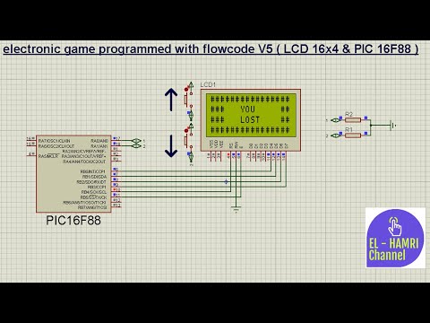 electronic game programmed with FLOWCODE 5 (LCD 16x4 & PIC 16F88 )