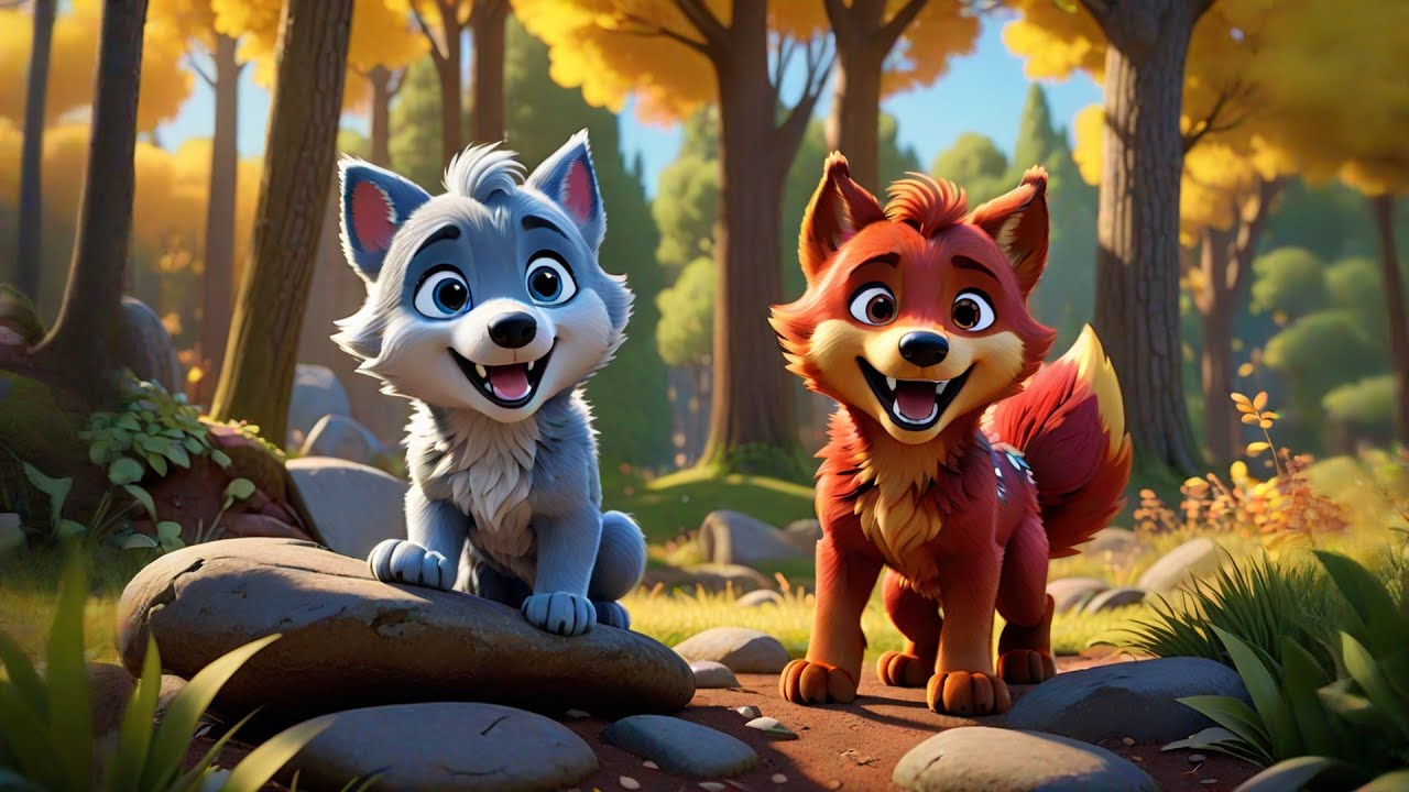 Four Baby Wolves Howl at Noon | Forest Animal Song for Kids | Howling ...