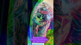 Second Skin #tattooaftercare is the Best #watercolortattoo #aftercare #tattoohealing #shadowink