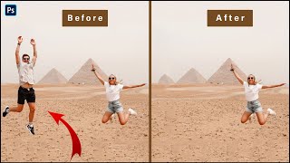 طريقة ازالة شخص من الصورة بالفوتوشوب /How to remove a person from a photo in photoshop ️