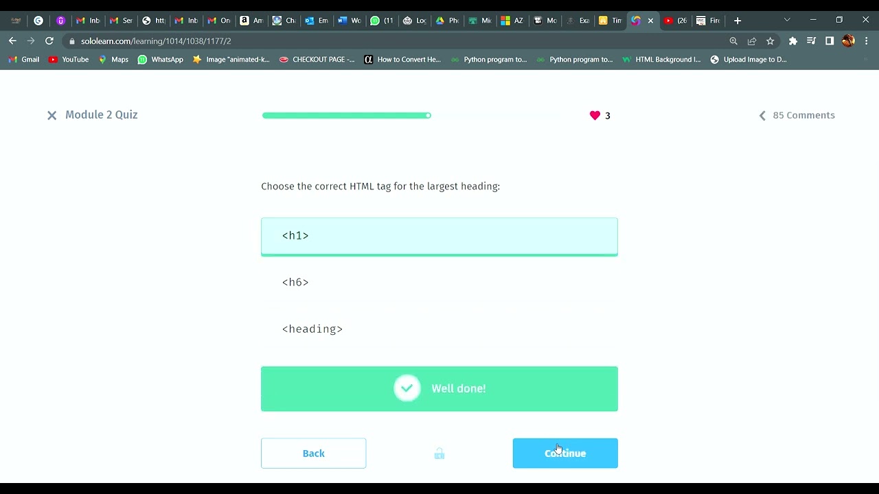 Module 2 quiz 24 1 html basics sololearn answers youtube