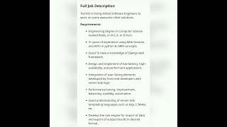 Python Developer#getemployed #youtubeshorts #experienced #pythondeveloper #fresher #jobs