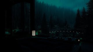 Gentle Rain Sounds at a Forest Cabin 🌧 (No Ads) | Dark Bedroom Atmosphere for Deep Sleep