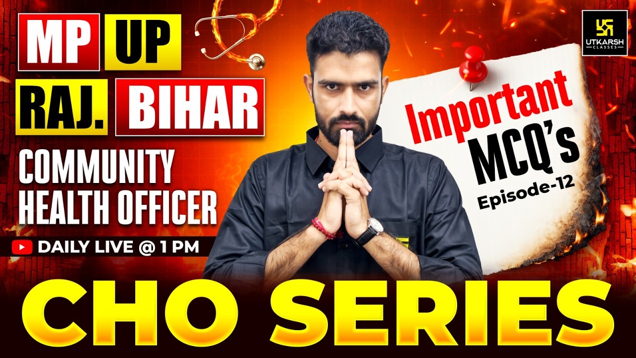 CHO Series #12 | All State CHO | Staff Nurse | RRB Nursing Preparation | Roshan Sir