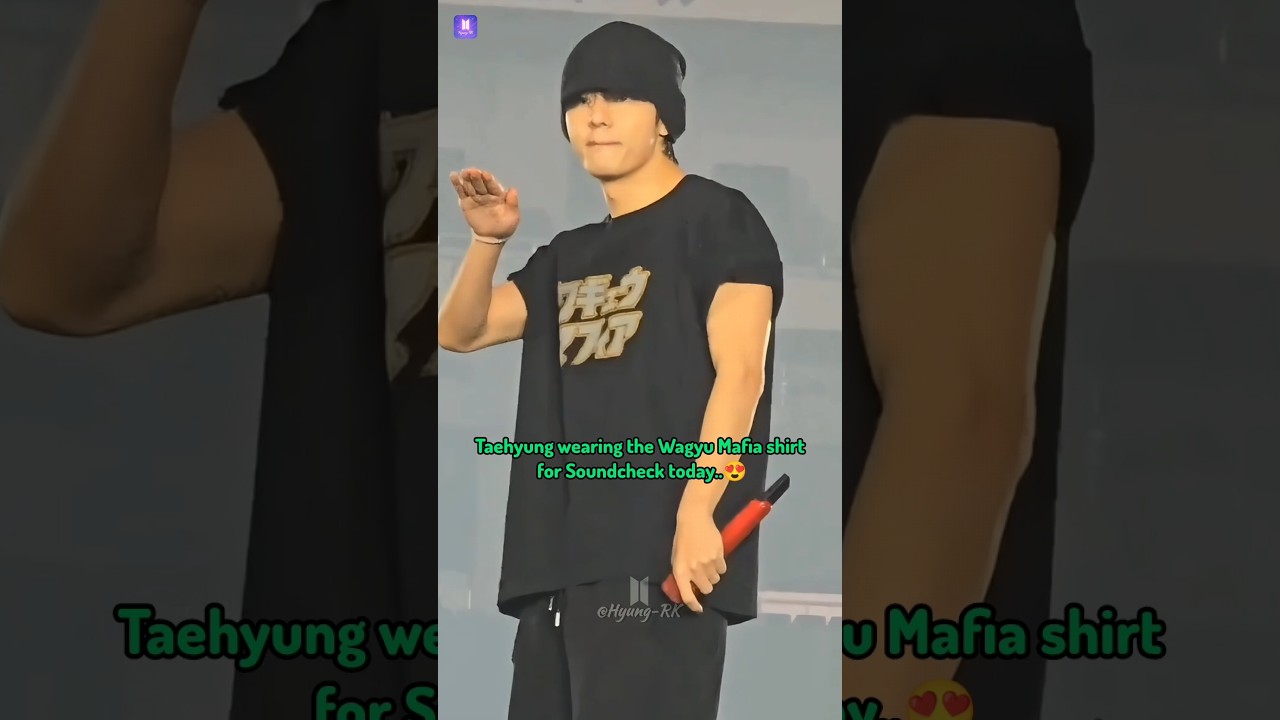 Taehyung wearing the Wagyu Mafia shirt for Soundcheck today🔥💜 #v