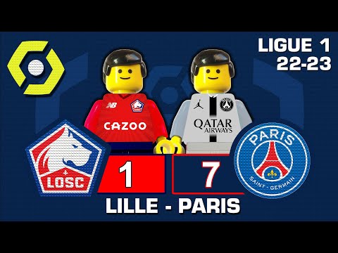 Lille vs PSG 1-7 • Ligue 1 2022/23 Résumé Mbappé goal Paris Saint-Germain  (8 sec.) in Lego Football 