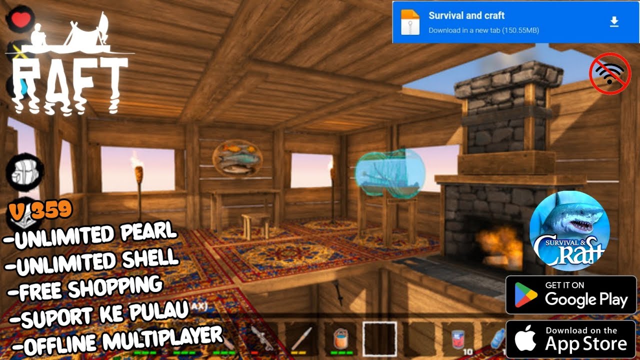 UPDATE MOD SURVIVAL ON RAFT V359 UNLIMITED PEARL & SHELL