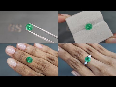 Emerald cabochon cut 2.29 carats, Russia Video  № 1