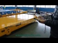 Motorised material platform rail transfer trolley on cement floor