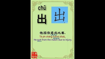 Chinese character video card.出, Learn Chinese.