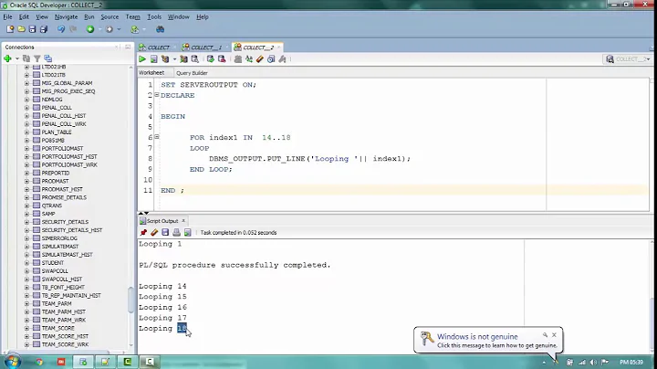 Looping in Oracle PLSQL