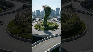 Satisfying Garden Art Cobra Wireframe to Glowing Sculpture