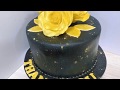 How to make Black motif cake with Gold fLower fondant